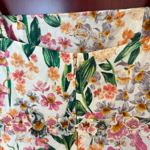 Agua by Agua Bendita Lima Floral Linen Maxi Dress Size M - Picture 10 of 13